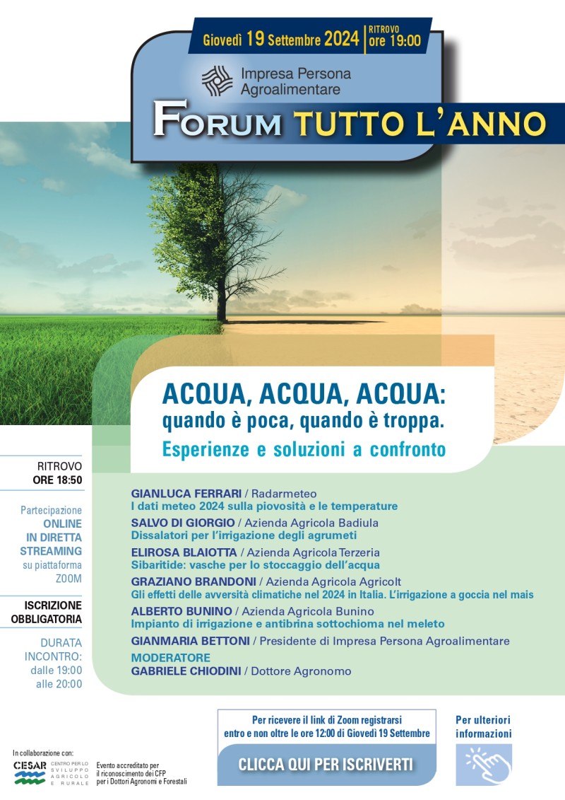 FORUM TUTTO L'ANNO 19 SETTEMBRE 2024