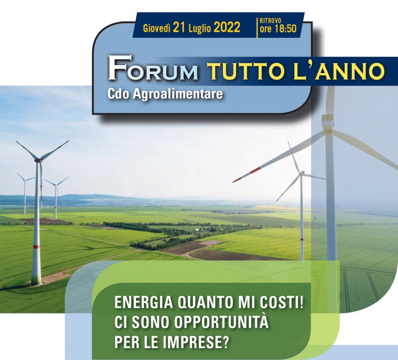 Forum tutto l'anno 21 luglio ore 19:00 - "Energia quanto mi costi! Ci sono opportunità per le imprese?"