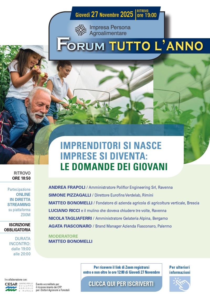 FTA 27 NOVEMBRE ORE 19.00-  Imprenditori si nasce, Imprese si diventa: le domande dei giovani